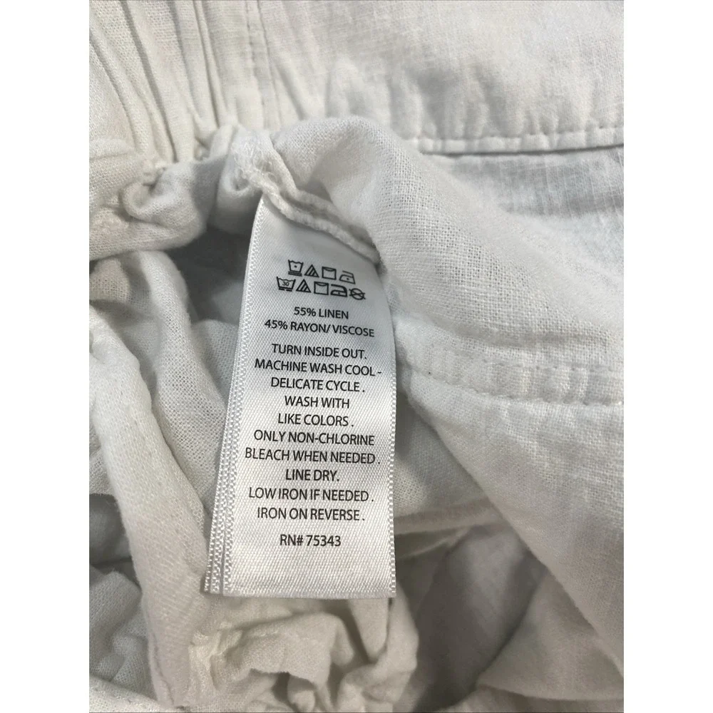Nicole Miller Women's Belted Linen Blend Shorts Large White Beach Coastal Summer